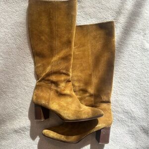 Sezane Mustard Over the Knee Boots